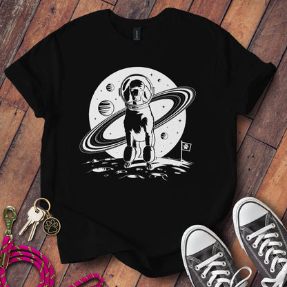 Dog Astronaut Moon Graphic T-Shirt Unique Clothing Product