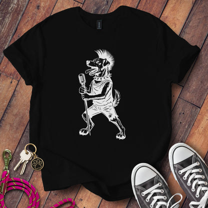 Punk Rock Dog Singing Graphic Print T-shirt product type