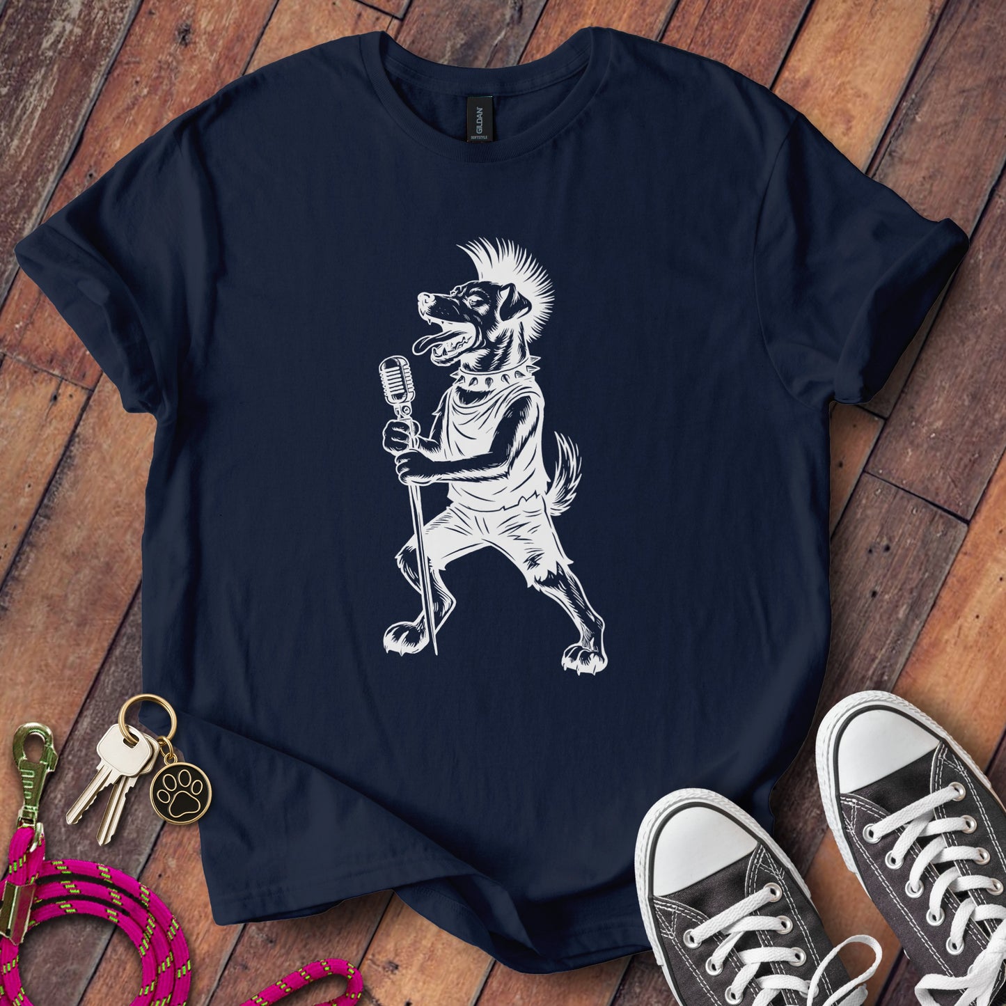 Punk Rock Dog Singing Artwork T-shirt product type
