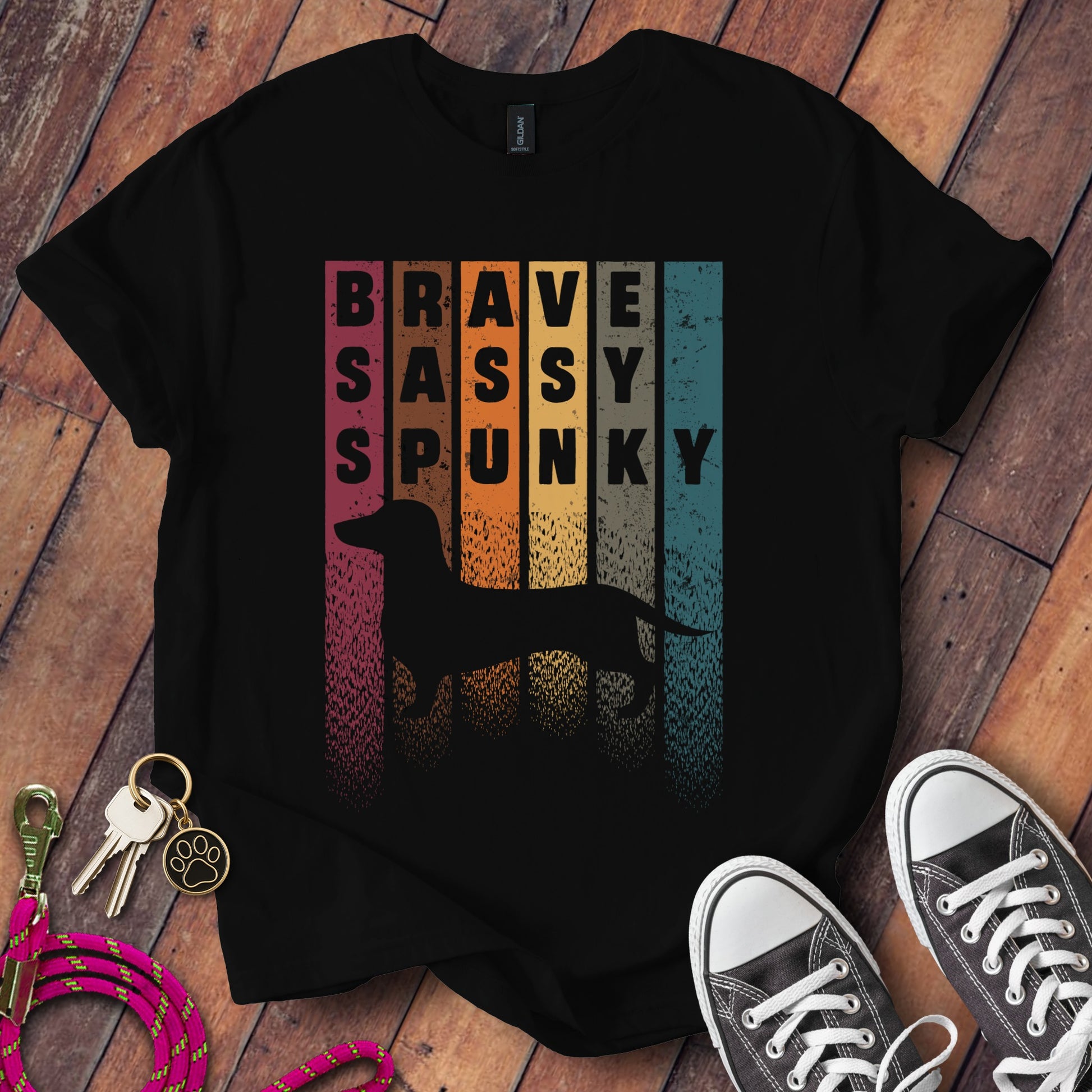 Brave Sassy Spunky Dachshund Silhouette Graphic T-Shirt