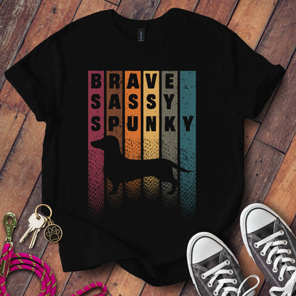 Brave Sassy Spunky Dachshund Silhouette Graphic T-Shirt